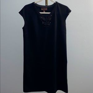 Black short sleeve stretch dress